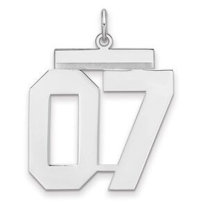 Sterling Silver, Athletic Collection, XL Polished Number 07 Pendant